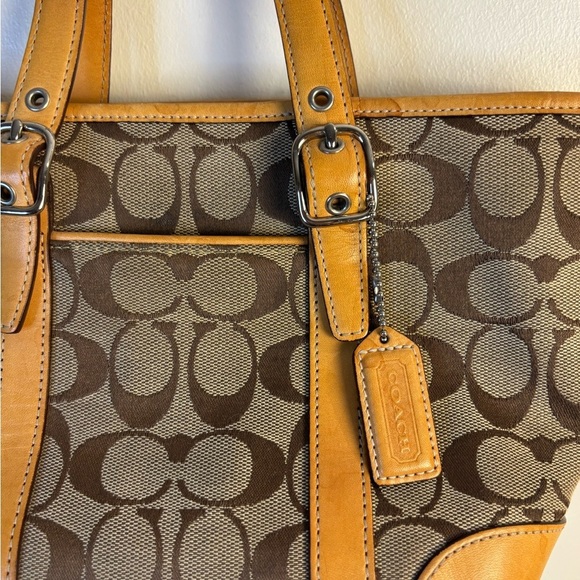 Coach Brown & Tan Hamptons Market Mini Signature Tote Bag - Picture 3 of 16